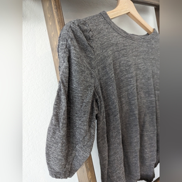 Crop Democracy Gray 3/4 Ruffled Sleeve Top - Picture 3 of 4